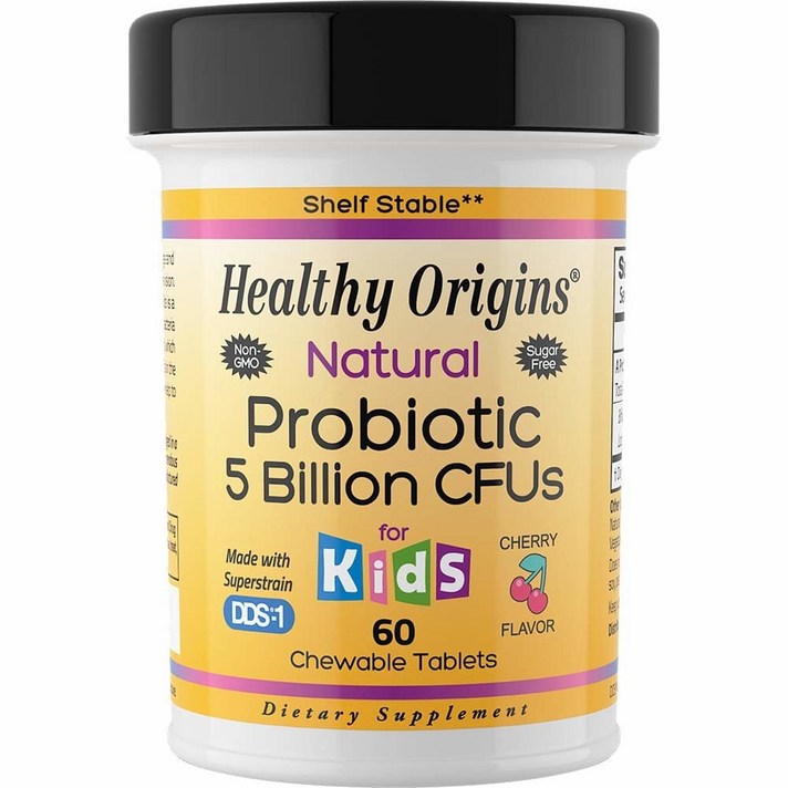 Healthy Origins Probiotic 5 Billion for Kids 헬시오리진 프로바오틱스 어린이 츄어블 유산균 50억 타블렛 60정, 1개