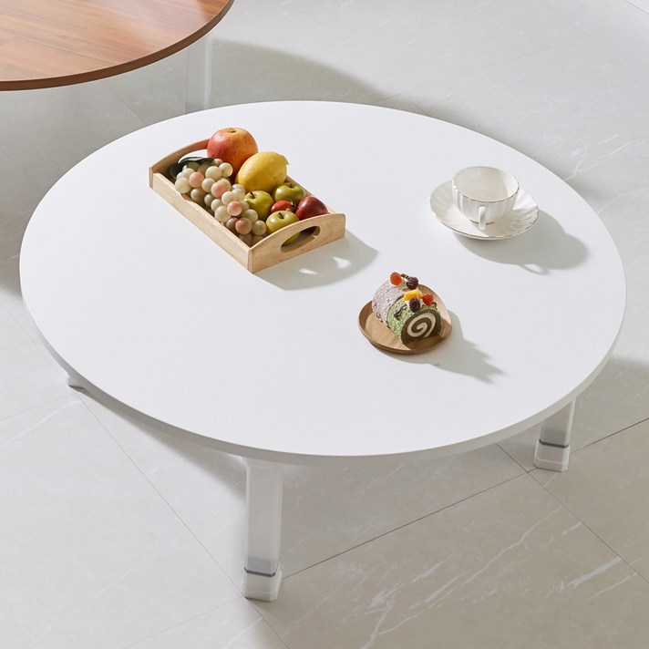 원형 접이식 좌탁 밥상 좌식테이블, 화이트