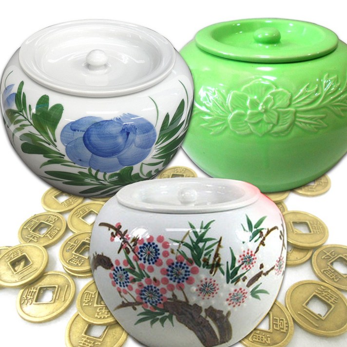 기모아 국산 입체 꽃무늬 요강 복요강 녹색요강 도자기요강 풍수소품, 02 도자기 목단요강