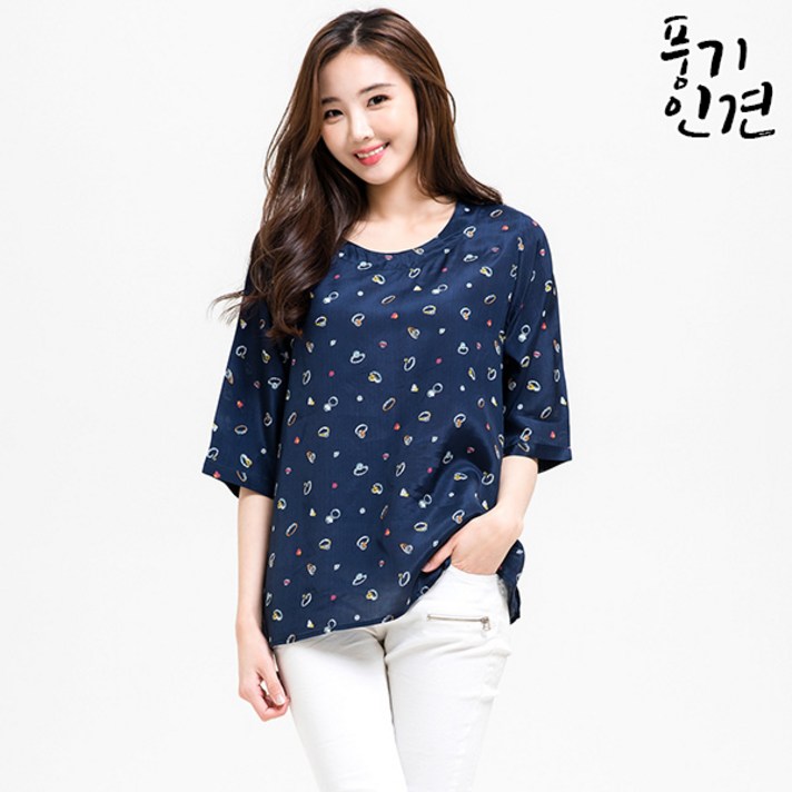 이라인 국산 풍기인견 7부 블라우스 2XL