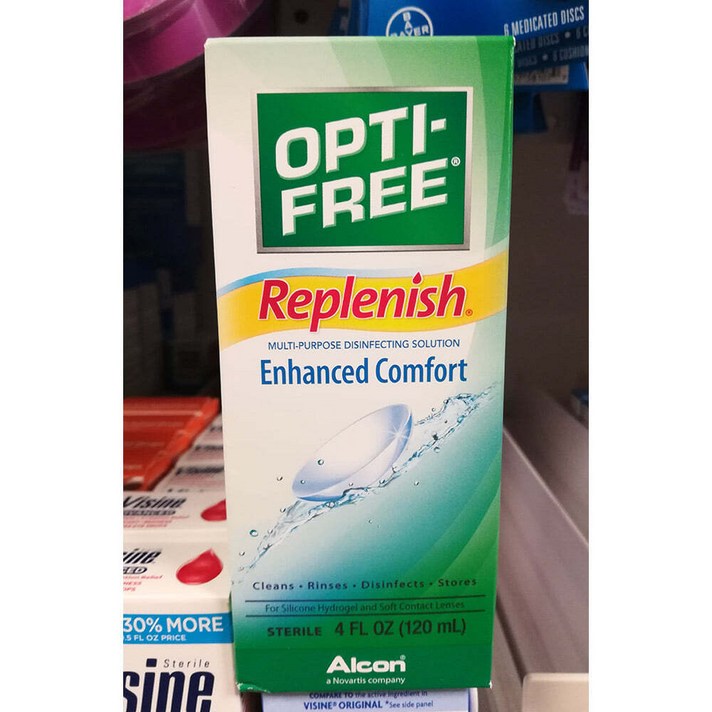 옵티프리 Opti-free replenish Enhanced comfort 리플레쉬 편안한 멀티 렌즈 세정액 4oz(120ml) 2팩, 120ml