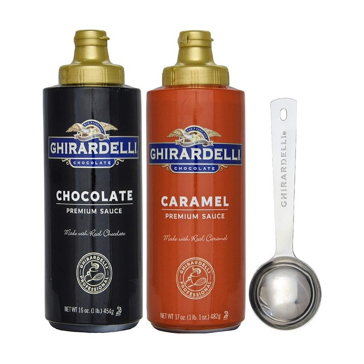 Ghirardelli 기라델리 초코소스 카라멜 소스 2종 세트 Caramel 17oz Chocolate Sauce 16oz 스푼 증정, 1개