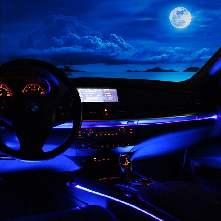 비상 자동차 RGB 엠비언트 광섬유 라이트 차량용 무드등 LED바 케이블4개 1셋트 완벽구성