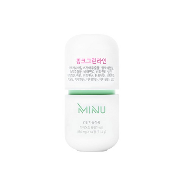 효과빠른 체지방 감소 녹차 카테킨 탄수화물 차단 가르시니아 다이어트 2중 기능성 보조제 MINU 핑크그린라인, 1EA [기본 할인]