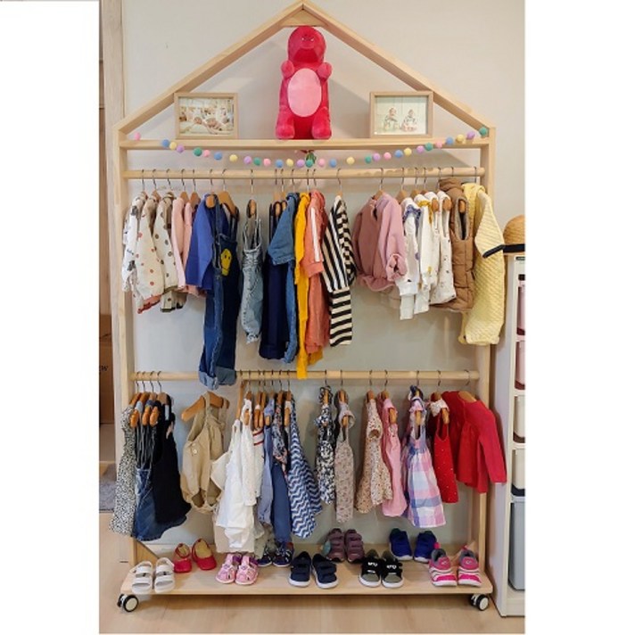 여자아이방꾸미기 남자 아기옷 낮은 유아 행거 여아 남아 방꾸미기 주니어장, 1단140cm