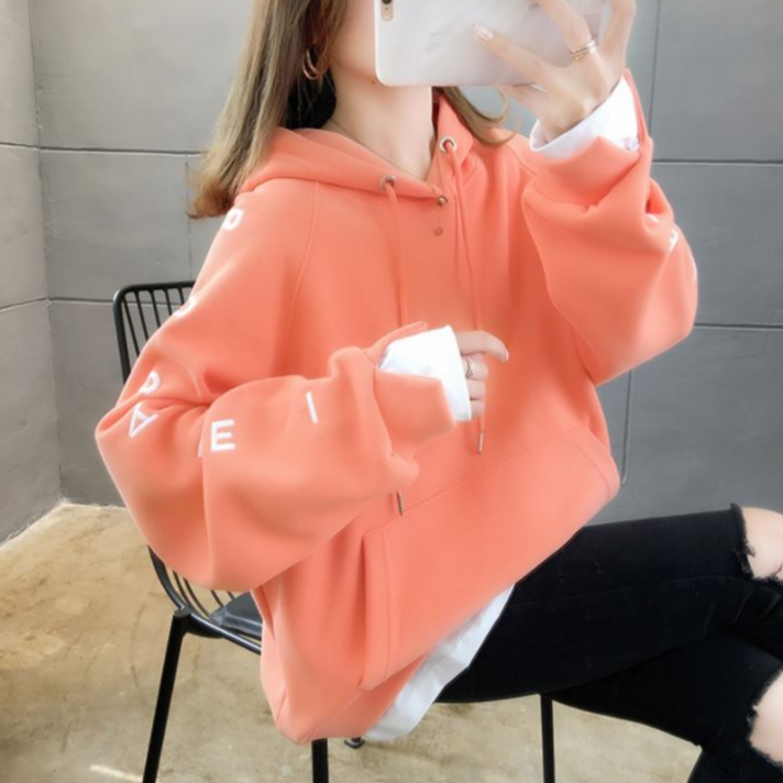 예티 여성 레이스 롱후드티 긴팔후드티