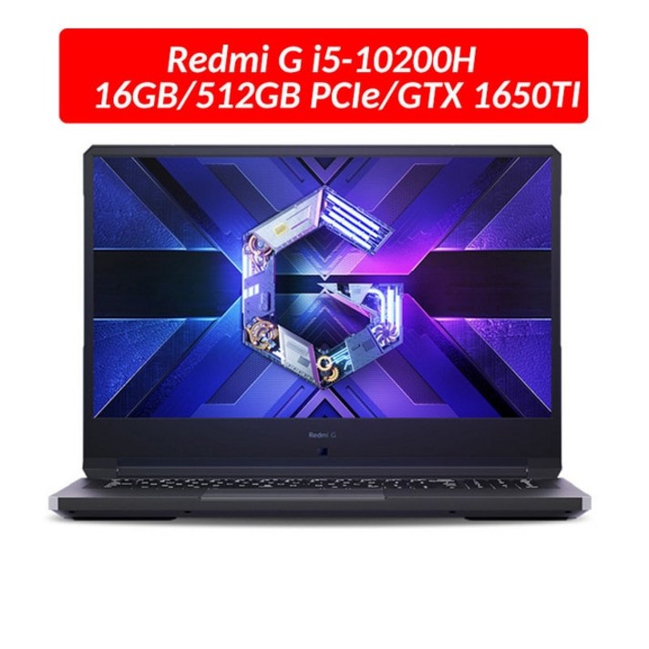 Xiaomi Mi Redmi 게이밍 노트북 G 16.1 인치 인텔 코어 i7 i5 GTX1650 TI 16GB DDR4 512GB SSD 100％sRGB Camera Backlit 랩탑 PC, i5_10200H, One Size