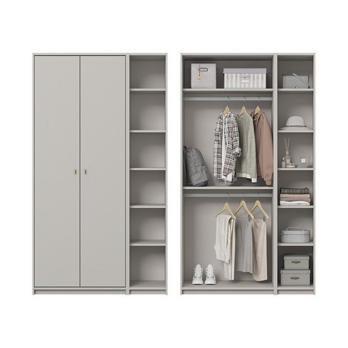 한샘 보나 주니어 옷장 세트 B형 114cm 일반형 2단행거, 컬러:그레이(B)