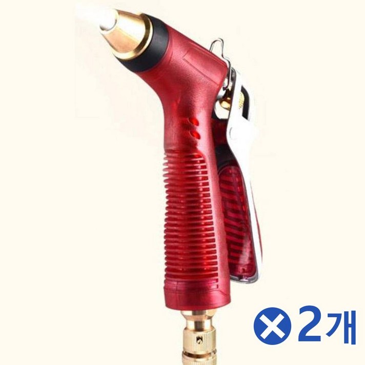 분사조절 수압상승 스프레이건x2개 물분사기 고압호스 추천 파는곳, 레드