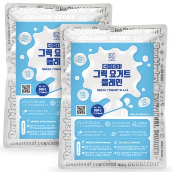[멸치쇼핑]더블데이 그릭 요거트 플레인 파우더 800G 2개 세트 /요거트스무디/그릭요거트분말, 상세페이지 참조