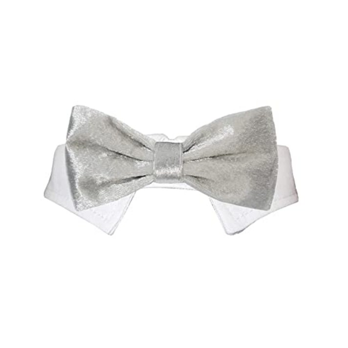 다양한 스타일 기분 행사 및 휴일에 적합한 Pooch Outfitters 개 넥타이 및 나비 넥타이 컬렉션. 소형 (XL Valentino Bow Tie (Silver))