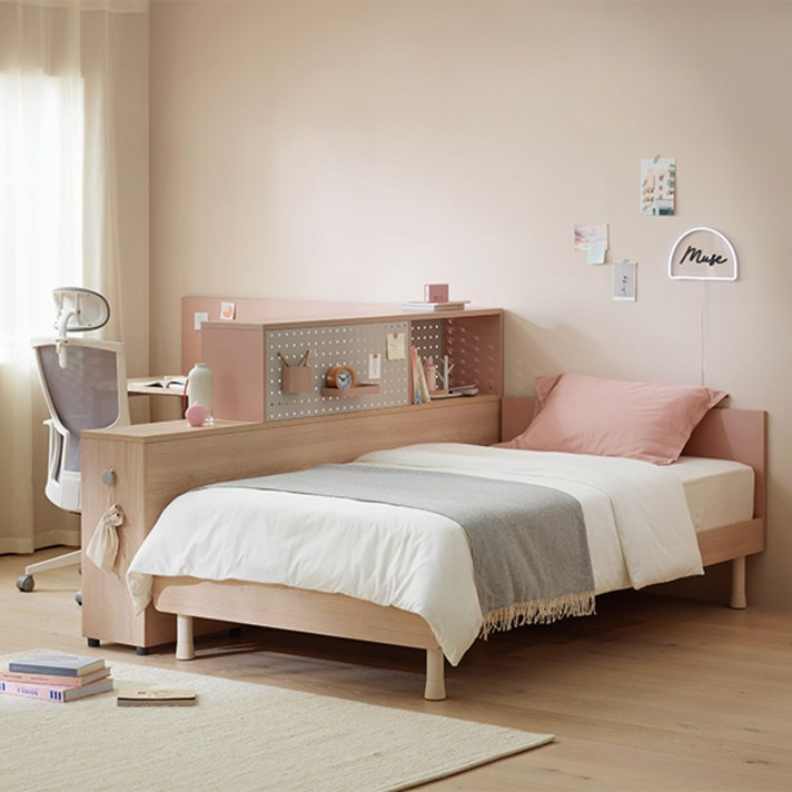 [일룸] 멘디 슈퍼싱글 침대(매트리스 포함), 뉴트럴 밤나무+샌드로즈(NCCSE)