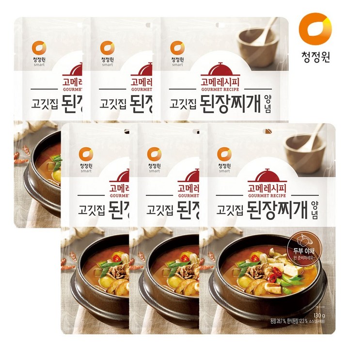 청정원 고메레시피 고깃집된장찌개양념130g x6개, 130g, 1개