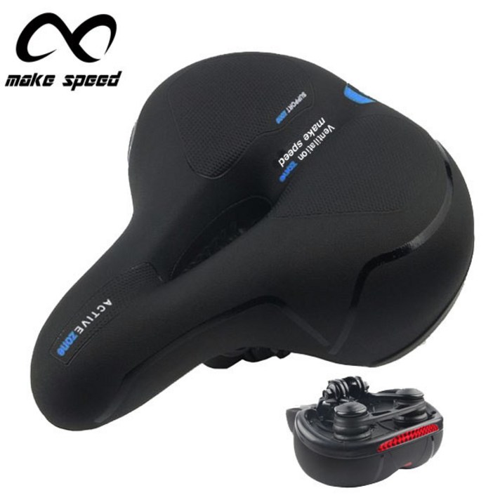 make speed 2중 스프링 쿠션 전립선 자전거안장, 1개, 블랙블루