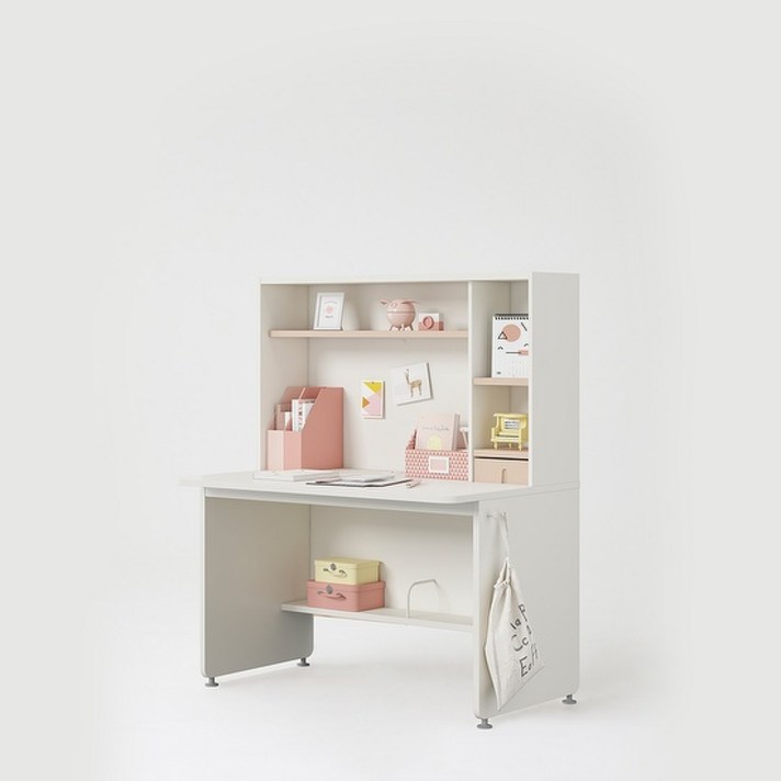 한샘 티오 그로우 일반책상세트 4단 120x75cm (컬러 택1), 화이트/내추럴오크(C)