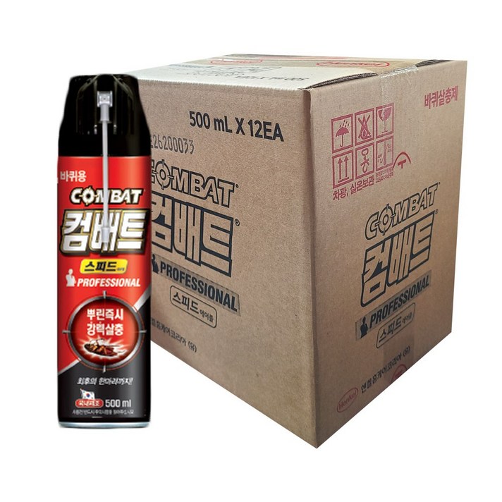 컴배트 스피드 500ml 3개 바퀴벌레약 살충제 스프레이, 12개입