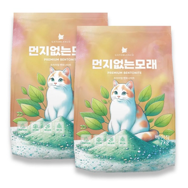 고양이 벤토나이트 먼지없는 모래 베이직, 7kg, 2개, 무향, 2개, 7kg 고양이 벤토나이트 먼지없는 모래 베이직, 7kg, 2개, 무향, 2개, 7kg