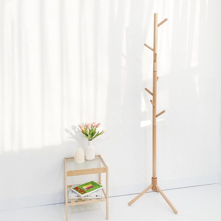 THEJOA 원목 스탠드 옷걸이 행거 스탠드형옷걸이, 네추럴