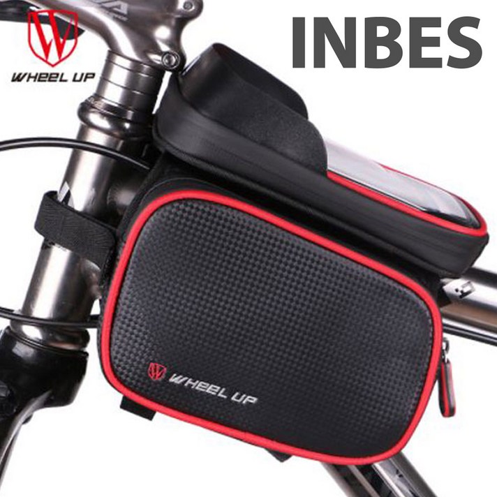 자전거 프레임 가방 스마트폰 거치대 더블백 방수 용품, 레드