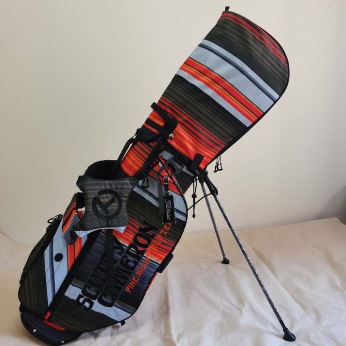 [할인 모음전] 가벼운 스탠드 골프가방 남자 여자 PU 캐디백 원백 2캡 골프백 21종, 레드 스트라이프