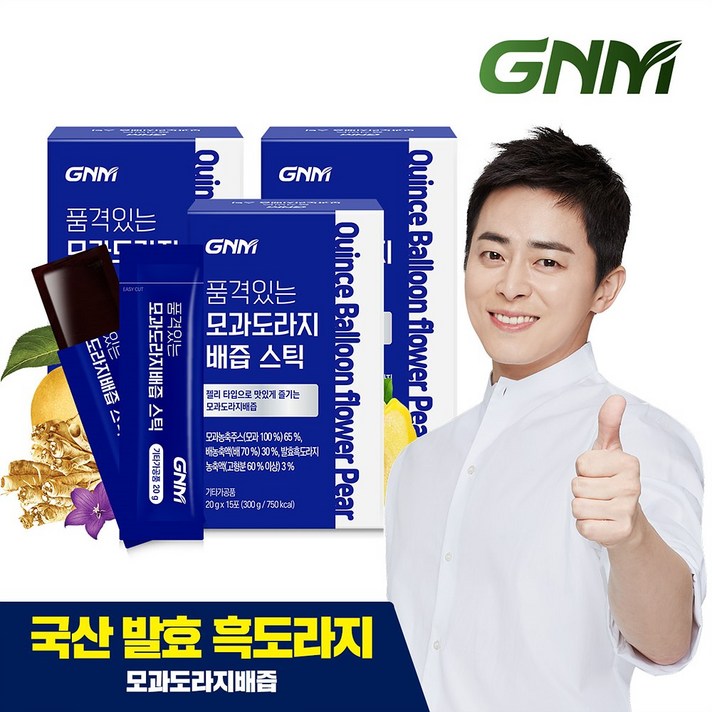 GNM자연의품격 품격있는 모과 도라지배즙 젤리 스틱 1박스당 15포, 3박스