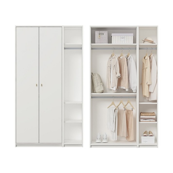 한샘 보나 주니어 옷장 세트 A형 114cm 일반형 2단행거, 컬러:그레이(B)