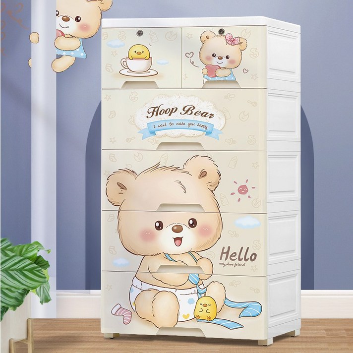 LOVE HOUSE 키즈 플라스틱 5층 서랍식 옷장 캐릭터 H020, 옵션B