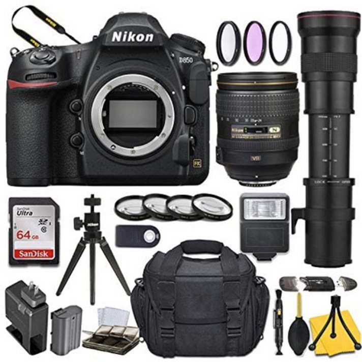니콘-국제 공항 Nikon D850 DSLR 카메라 AF-S NIKKOR 24-120mm f 4G ED VR + 420-800mm 망원 줌 렌즈 및, One Color_One Size, 상세 설명 참조0, 상세 설명 참조0