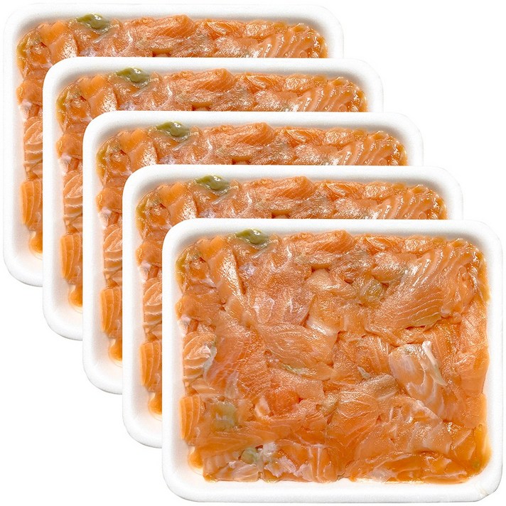 힘찬푸드 샐러드용 냉동 생연어 & 훈제연어, 5팩, 250g
