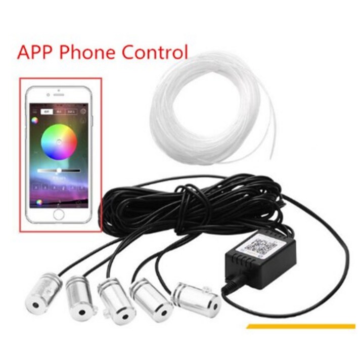 새로운 5 pcs rgb led 스트립 앰비언트 라이트 app 블루투스 컨트롤 자동차 인테리어 분위기 라이트 램프 d, 01 6M APP Control