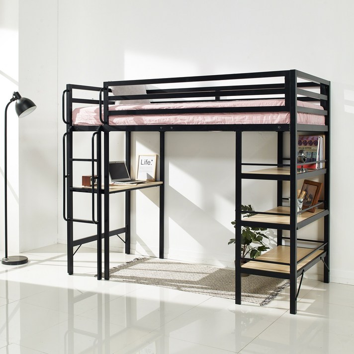 홈페리코리아 비쥬 벙커침대 이층침대 2층침대 철제침대 철재침대, 블랙 + 견면매트리스