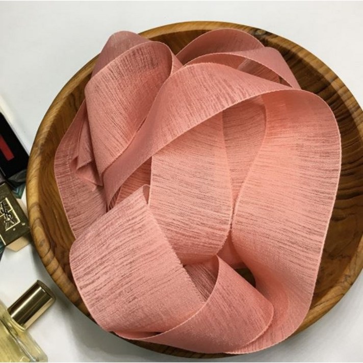 쉬폰 레이스 원단 끈 포장용 레이스 리본끈 3cm / 4cm 레이스리본 1롤 45m 파스텔톤 7색상, 살몬