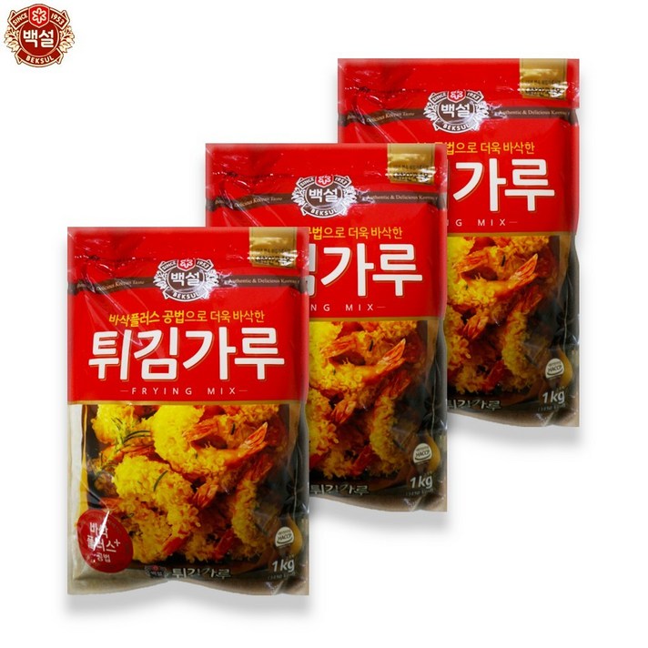 브라더스 CJ 백설 튀김가루 3개(1kgx3개) 부침찰강력, 1kg, 3개