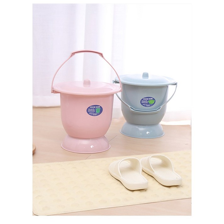 깐깐제이 휴대용 화장실 캠핑 변기 환자 요강 이동식 간이 버킷, 4L 핑크 분류