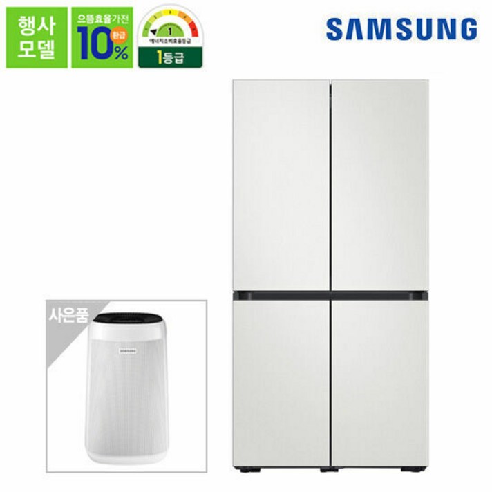 삼성 비스포크 냉장고 4도어(코타 메탈) RF85T9111AP+공기청정기, 색상:코타화이트(분체)
