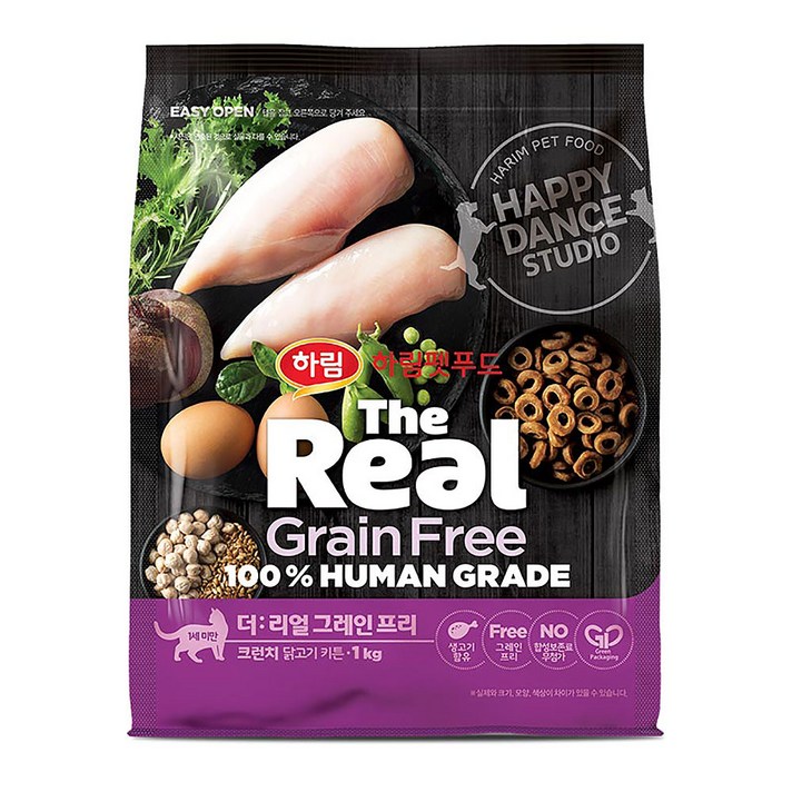 하림더리얼 캣 그레인프리 크런치 닭고기 키튼 1kg, 단품