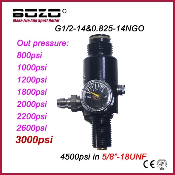 에어 유압 공압 실린더 클램프 그리퍼 조절기 센서새로운 페인트 볼 건 Airsoft PCP 라이플 HPA 4500psi 압축 공기 탱크 레귤레이터 밸브 출력 압력 58 -18UNF, 출력 800psi
