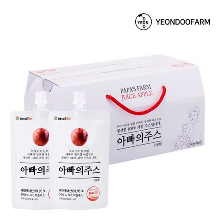 [연두팜] 아빠의주스 사과즙 대용량 180ml 30개입, 돌려따는)아빠 사과즙 20개입, _, 100ml