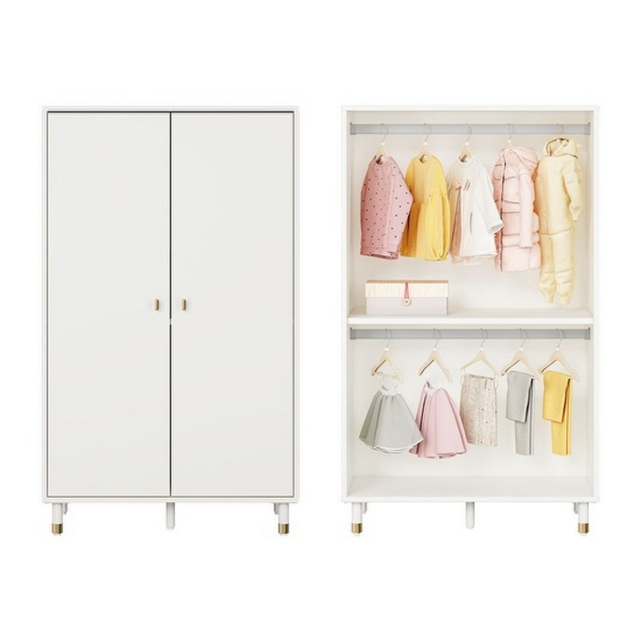 한샘 보나 2단 행거형 옷장 80cm (다리), 컬러:화이트(A)
