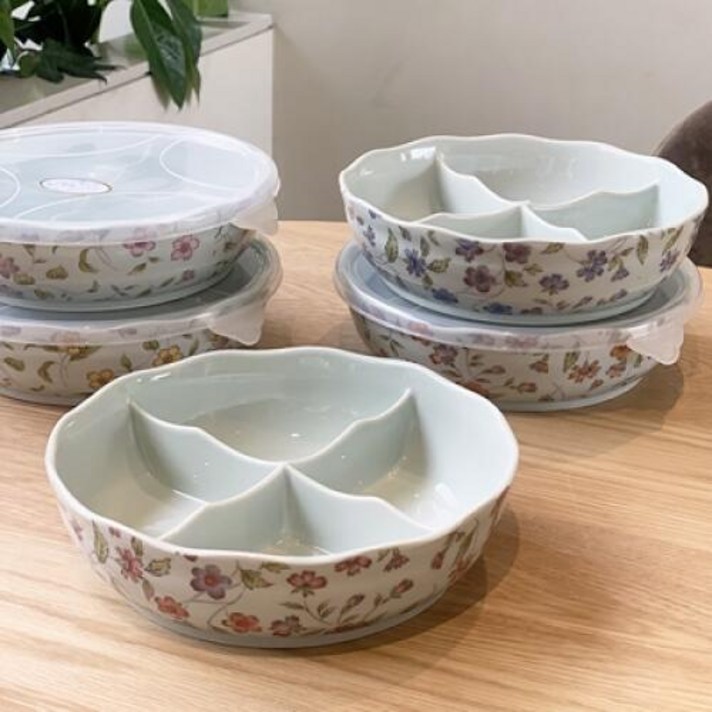 아트박스/아리타야끼 일본 식기 도자기 그릇 아리타 리프 플라워 원형 4절 빅 찬통 반찬통 반찬용기 1p, 20-인디핑크