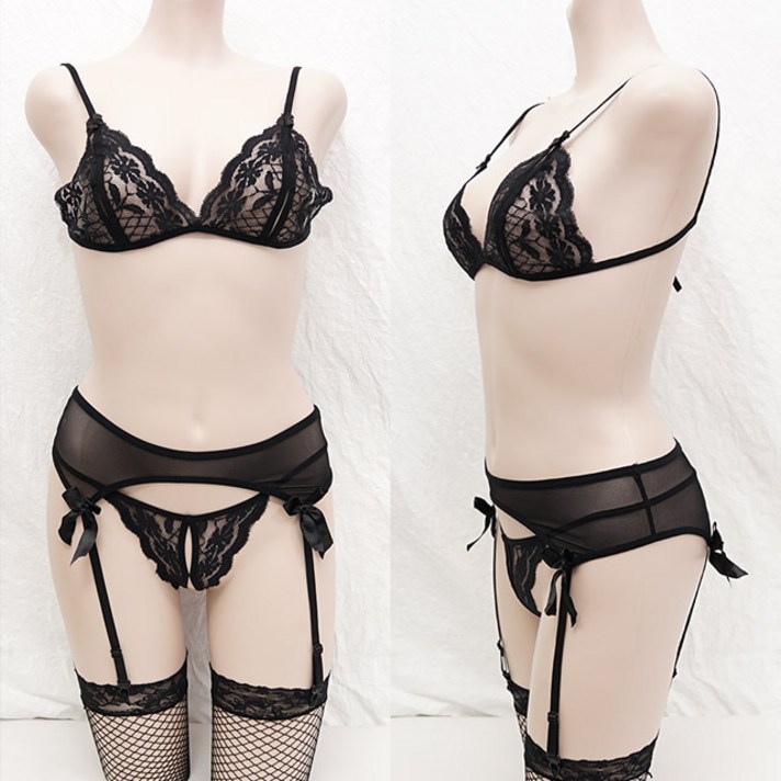 밀키레이디 가터벨트 풀세트 (가터벨트+스타킹+갈라팬티+갈라브라 _et003+kk004