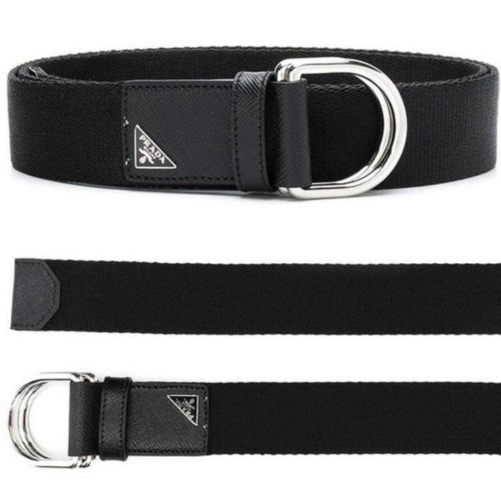 21SS 삼각로고 더블 D링 벨트 블랙 2CN028 BV1 F0002