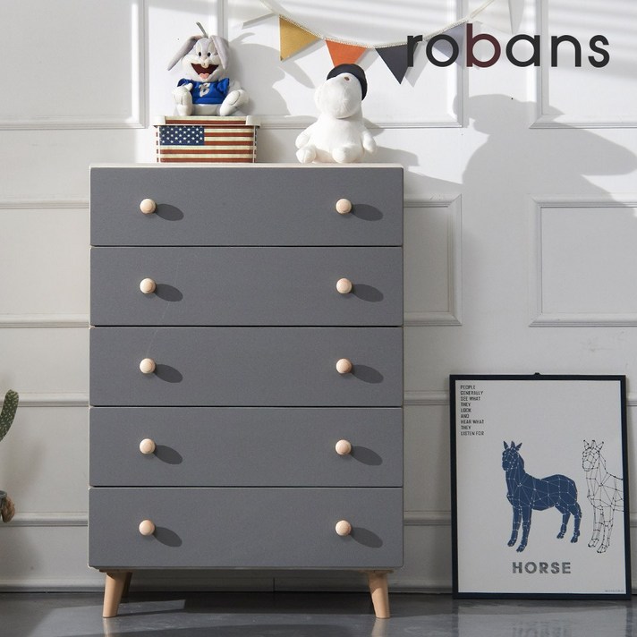 [로반스] 스윗 서랍장 수납장, 09) 스윗 800 5단 서랍장 / 그레이