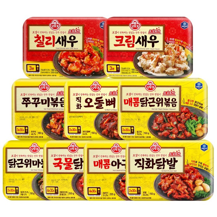 오뚜기 오감포차 9종 골라담기 안주류 야식반찬, 크림새우 180g