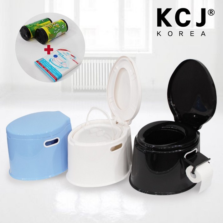 KCJ 이동식 좌변기 양변기 간이 화장실 휴대용 캠핑 환자용 소변기, 블랙, 1개