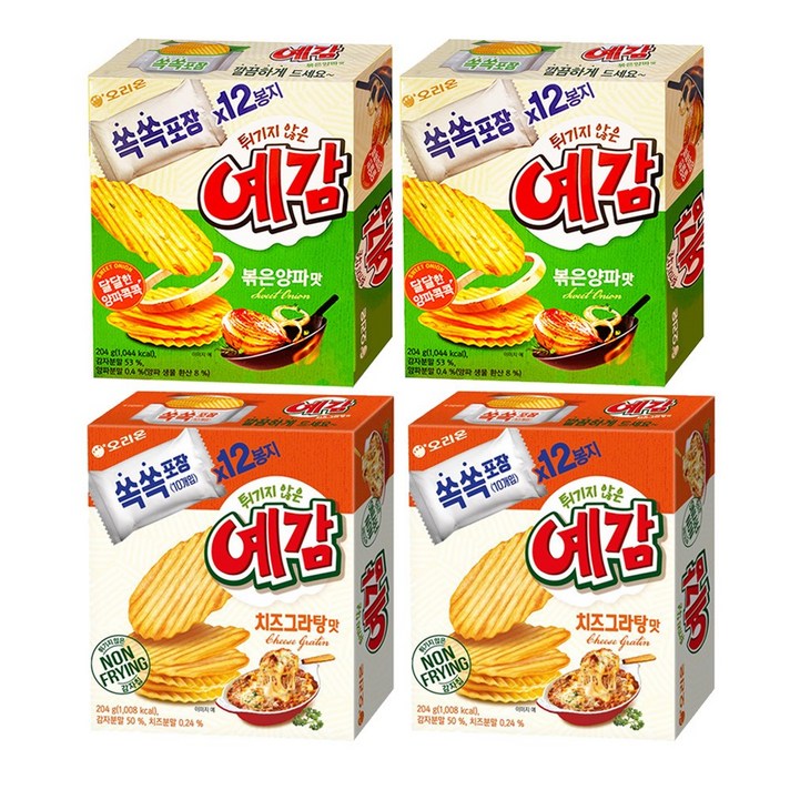 오리온 예감 치즈그라탕 204gx2개+볶음양파맛 204gx2개[총4개], 1set