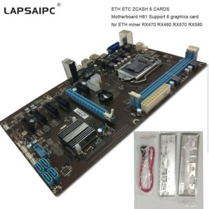 [해외] LAPSAIPC H81 마더 광부 RX470 RX480 RX570 RX580 테스트 지원 6 그래픽 카드 신 TB85 TB250 마더 H81, 상세내용표시