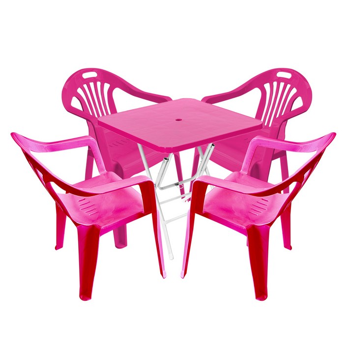 플라스틱테이블 야외테이블 편의점 포장마차 간이 접이식 테이블 의자 세트, 핑크