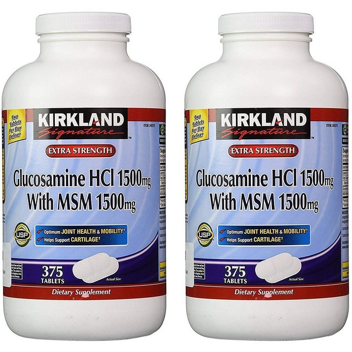 Kirkland Signature Glucosamine HCI MSM 커클랜드 시그니처 글루코사민 1500mg 375정 2팩, 1개, 1