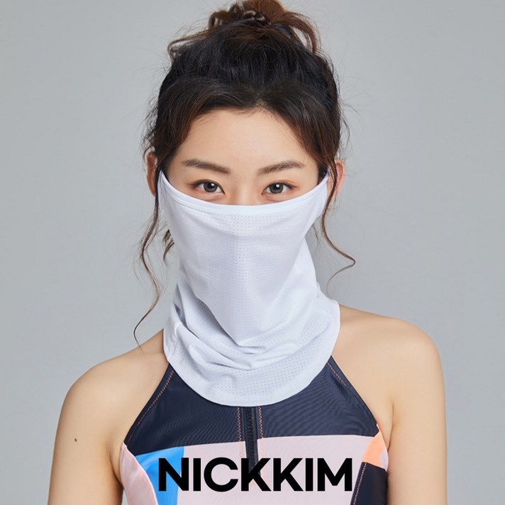 NICKKIM 닉킴 얼굴햇빛가리개 자외선차단 마스크 남성 여성 골프 스포츠 냉감 여름 쿨마스크, MS매쉬 화이트